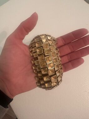 Gold Pyramid Stud Cuff Bracelet